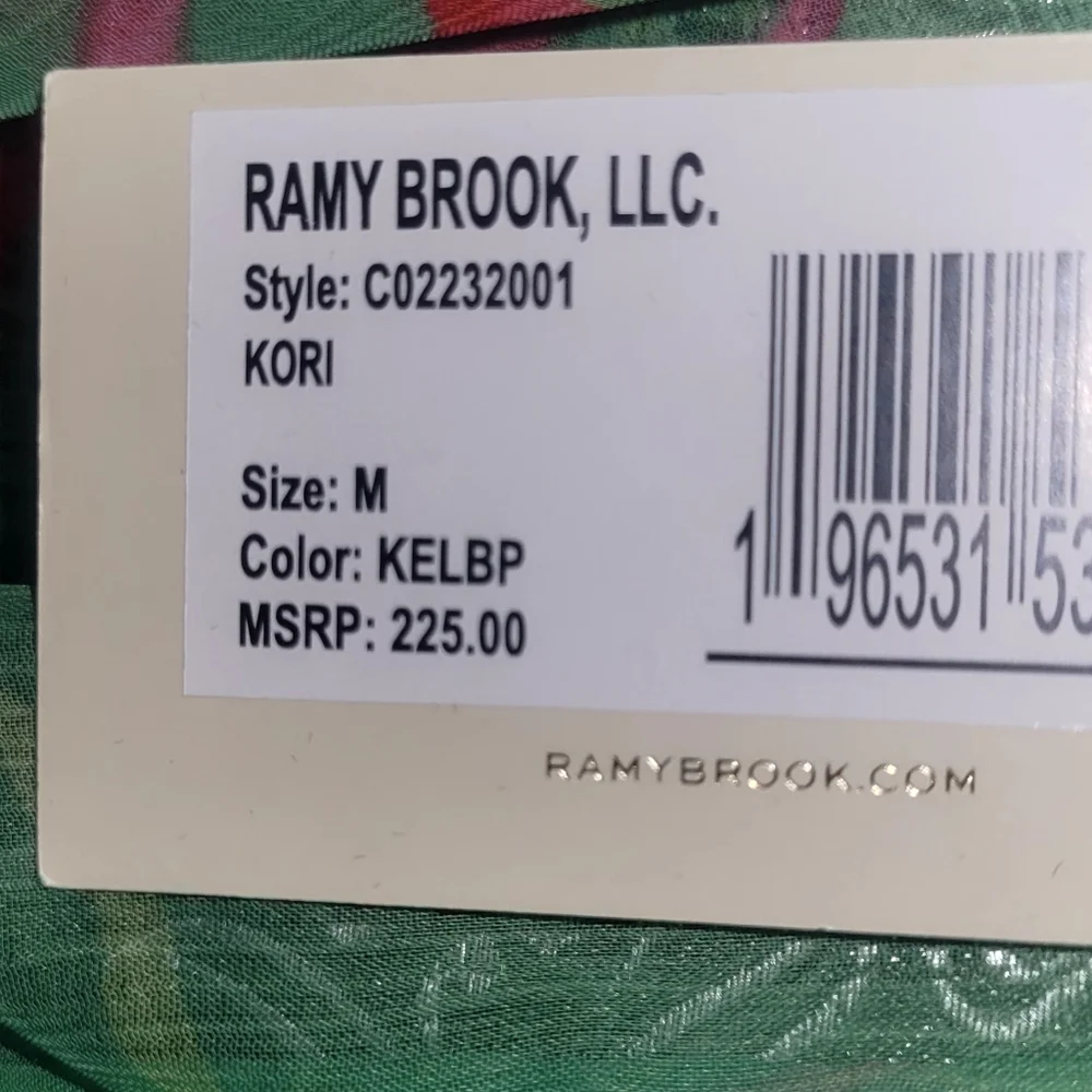 Ramy Brook Green and Pink Sheer Swim Cover Up. G7 - Picture 9 of 9